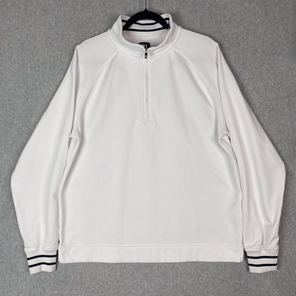 FootJoy Mens L White Golf 1/4 Zip Pullover Sweater